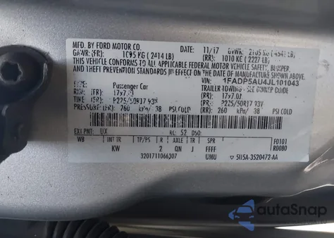 2018 Ford C-Max Hybrid Se z USA, uszkodzony, nr VIN 1FADP5AU4JL101043